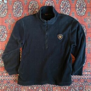 Ariat Men's M Black Half Zip Fleece Sweatshirt Pullover Shirt